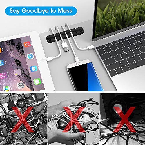 2 Pack Cable Organizer Clips, Cable Management Cord Holder Self Adhesive Silicone Wire Holders for Organizing USB Charging Cable/Power Cord/Mouse PC Desktop Travel Home Office Car-Black - Thumbnail 7