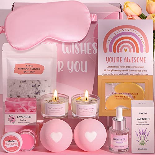 Lavender Pamper Gifts For Women Birthday,Relaxation Spa Gifts Set Gift Hampers For Mum Self Care Package For Her, Skin Care Hamper Gift Box Get Well Soon Gifts Relax Bath Birthday Presents for Women