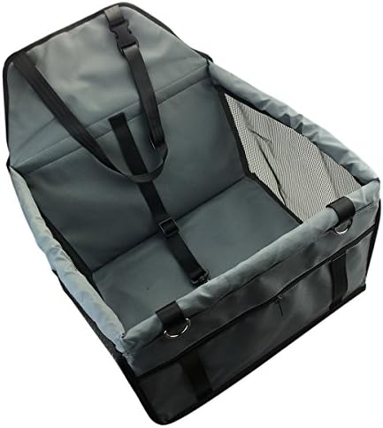 Adorrable Pet Dog Booster Seat Collapsible Waterproof Safety Leash Non Slip Portable Reinforce Car Carrier, Grey