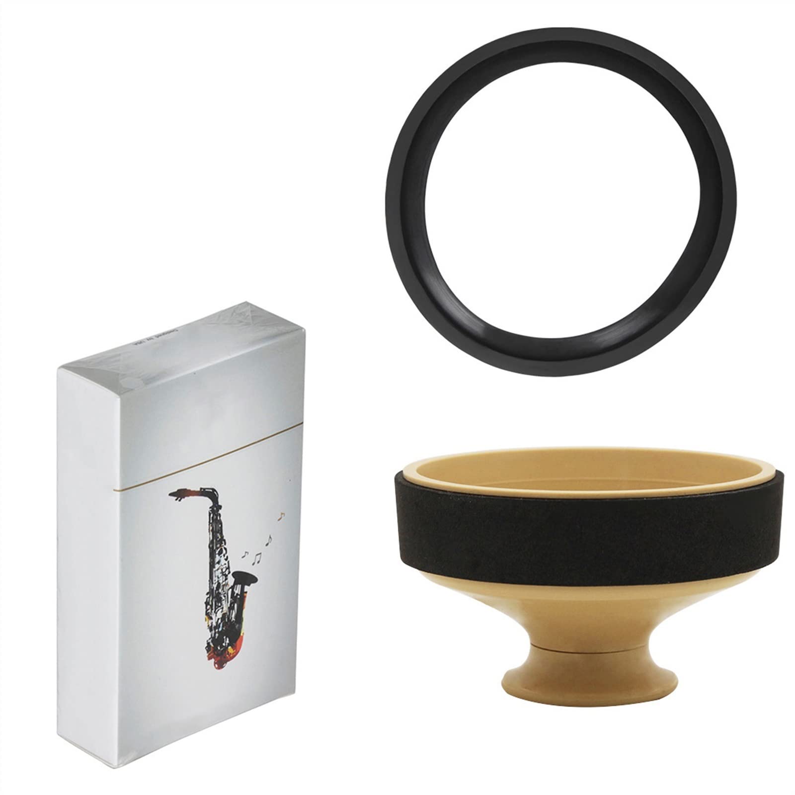 Accessori per sassofono Set Di Tre Pezzi Per Sassofono Contralto Sassofono Silenziatore Muto Anello Ancia Contralto