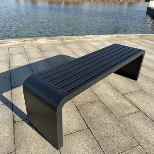 Banc d'extérieur noir anticorrosion pour remplacer le mobilier de jardin qui rouille vite