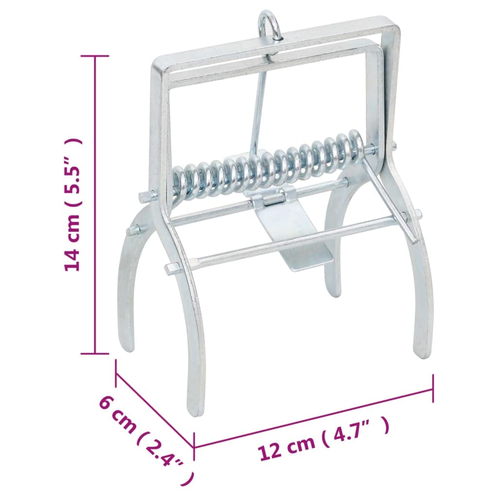 Maulwurffallen 4er Set silbern verzinkter Stahl 6 x 12 x 14 cm, Lebendfalle für Garten und Rasen, mechanische Auslöse Falle zum Schutz vor Maulwürfen