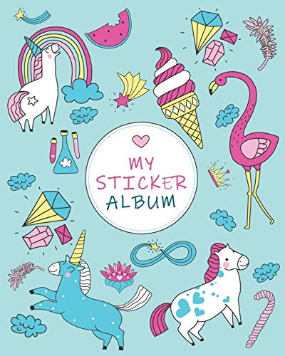 my sticker album: White & Blue Unicorn Pink Flamingo Favorite Blank Book Collection, to put stickers in Fun Family Activity Journal - Drawing, ... Kids, Toddlers (Creative Kids Journal Album) image 3