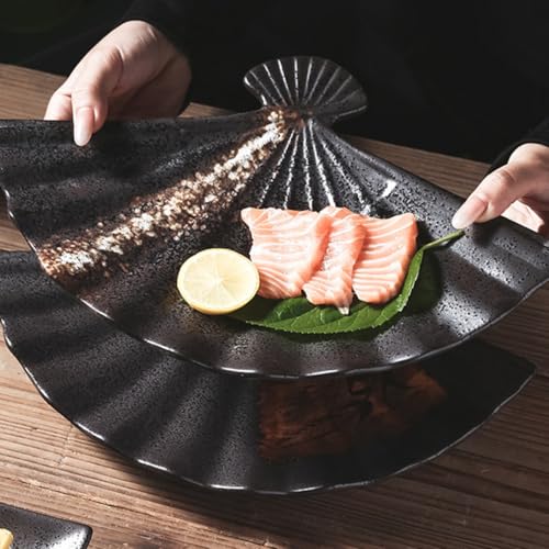 Plato cerámico para sushi en forma de abanico 13 pulg miniatura 6