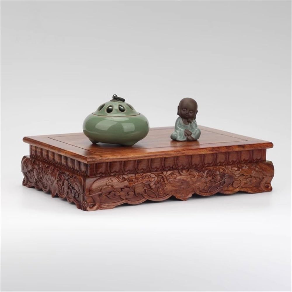 盆栽ディスプレイテーブル 長方形 ローズウッド プランター台座、テーブルランプ用ホームデコレーション ティーポット ディスプレイベー