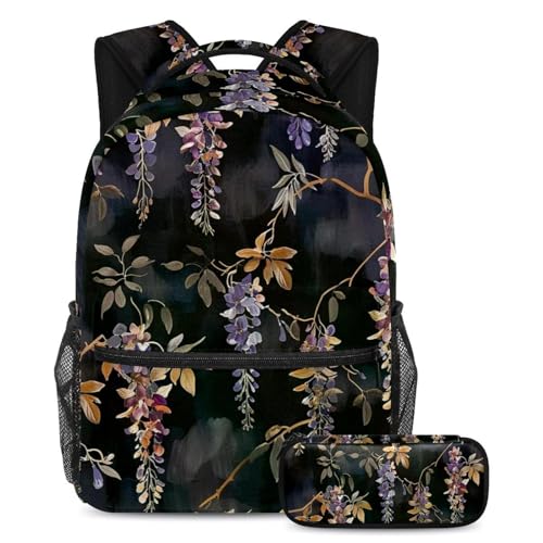 Sac à dos glycine lot de 2 avec trousse pour collégiens et lycéens, grand volume multicolore