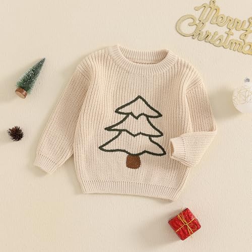 Lesimsam Toddler Baby Boy Girl Christmas Outfit Embroidery Knit Sweater Oversized Knitted Sweatshirt Pullover Winter Clothes3