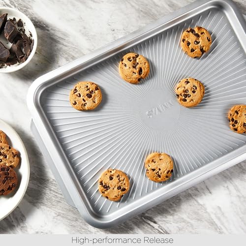 SYAINN Non-stick Ceramic Baking Sheet Set, Pack of 3 - Aluminum Steel Cookie Sheets for Baking - Includes Half/Quarter/Jelly Roll Pans - Warp Resistant, Toxic, PTFE & PFOA Free - Sliver - Image 5