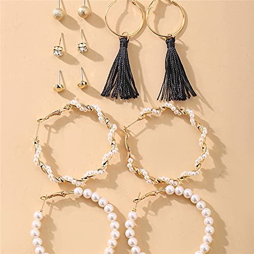 Image of Shining Diva Fashion Stylish Combo Design 6 Pairs Metal Earrings for Women and Girls (F12787er)