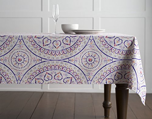 Maison D' Hermine Tablecloth 100% Cotton 60"X120" Decorative Rectangle Tablecloths Washable Table Cover For Gifts, Home, Wedding, Restaurant, Buffet Party & Camping, Mandala -Spring/Summer #TOP4