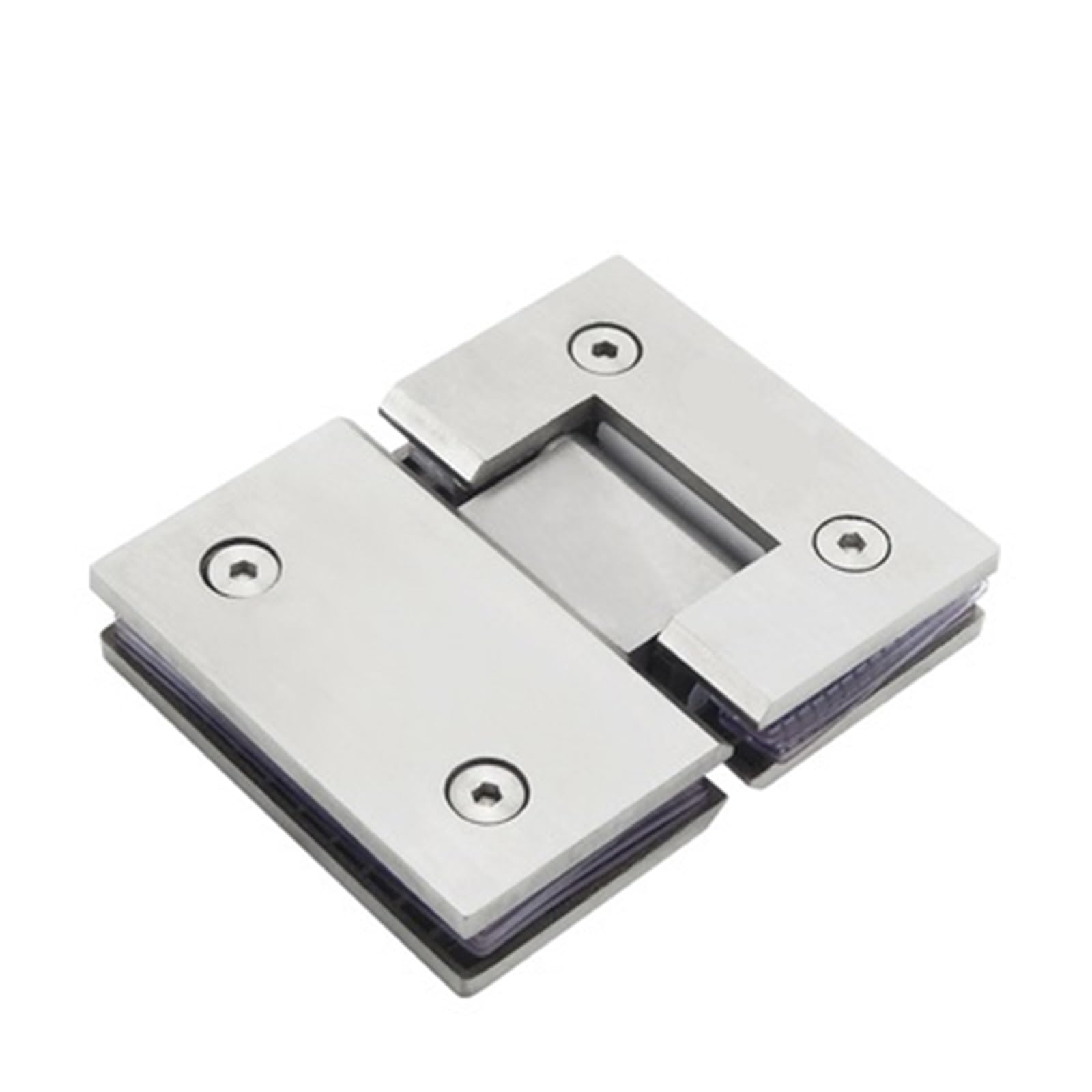Hinges, Frameless Glass Nickel Brush Door Hinge 90 Degrees of Bathroom Clamp(Silver Ss 180)