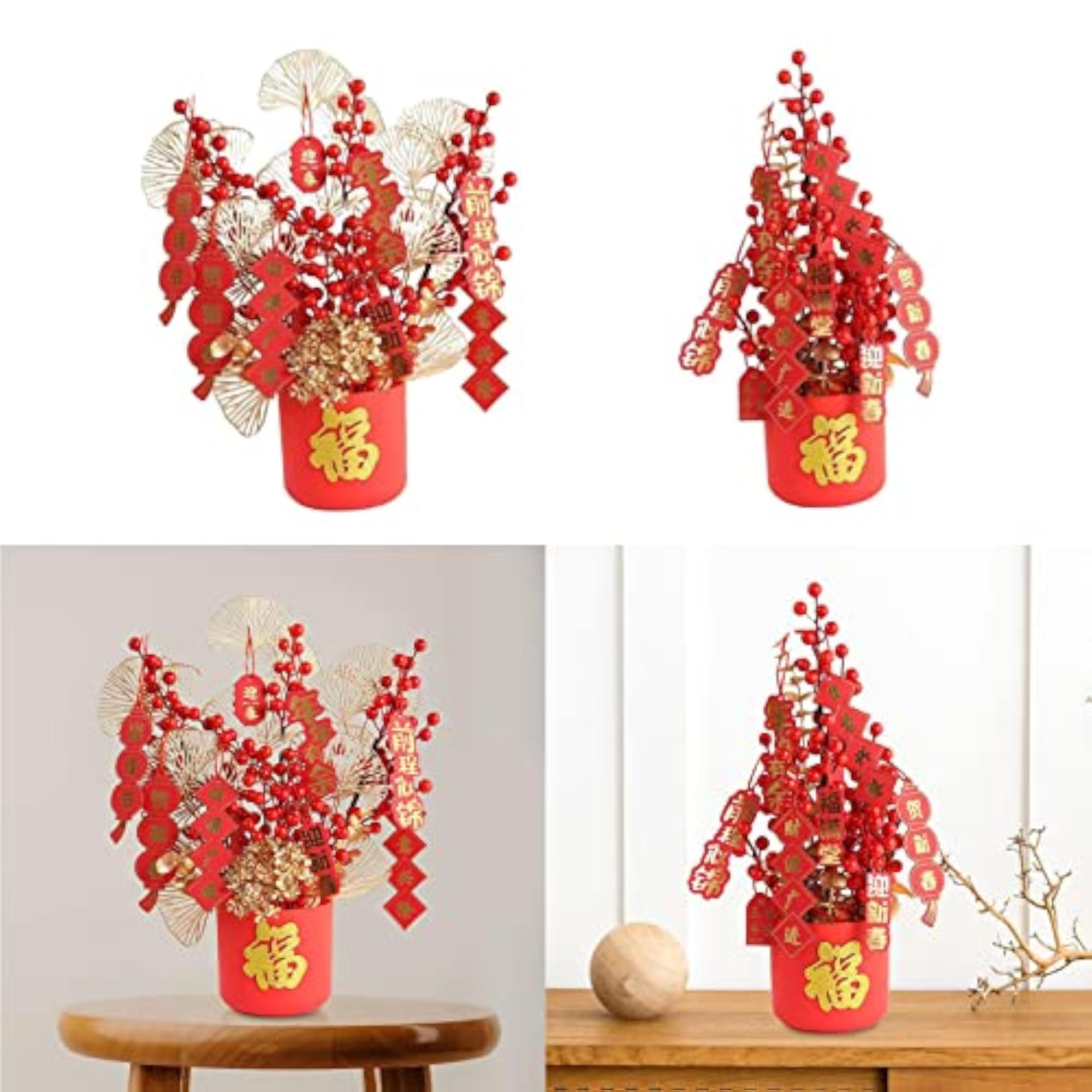 Chinese New Year Bucket Ornament Artificial Flower Style C