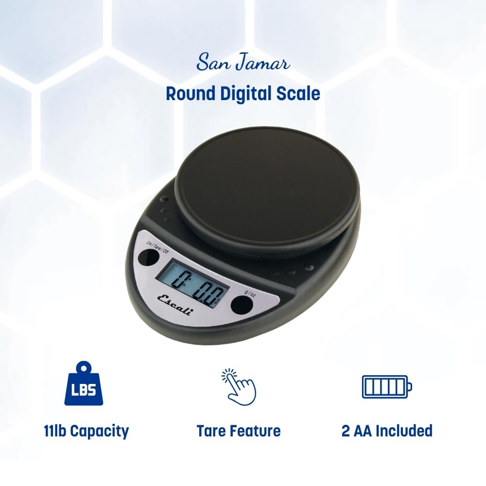 Escali Primo NSF Listed Digital Scale, 11 lb/5 kg, Black (SCDGP11BK)