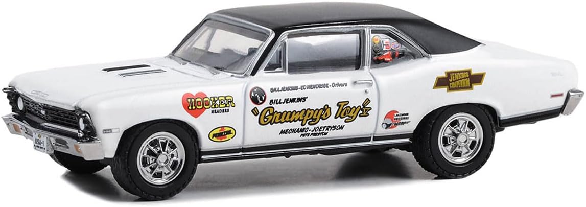 Amazon.com: 1968 Chevy Nova Grumpy's Toy White with Black Top and ...