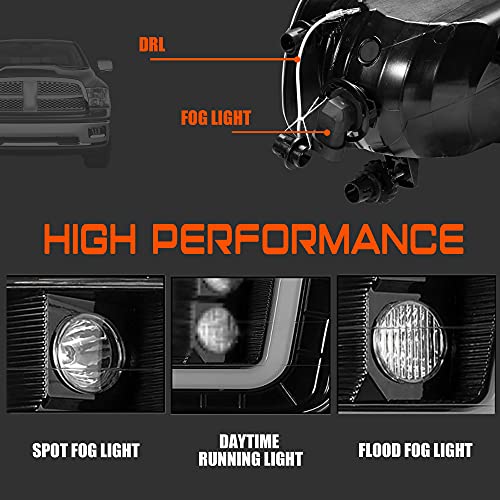 LED Fog light with Daytime Running Light for Dodge Ram 2009-2012 1500, 2010-2017 2500/3500 Driving Fog Lamps Assembly Pickup Truck by DRFG - Image 2
