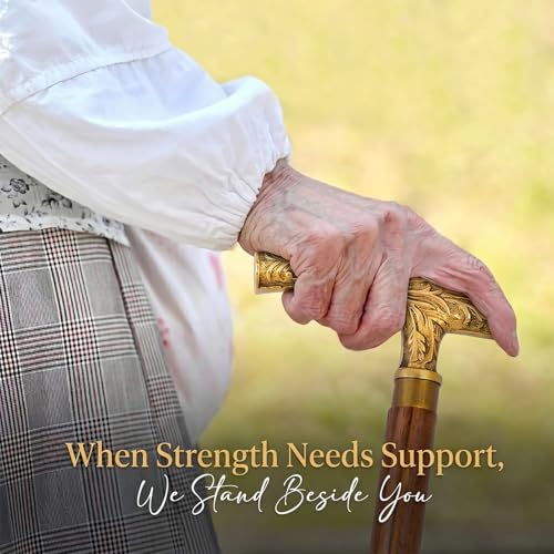 Image of ITOS365 Premium Wooden Walking Stick for Men & Women | Detachable 3-Piece Cane with Brass Designer Handle | Travel-Friendly Support Stick with Anti-Slip Rubber Tip