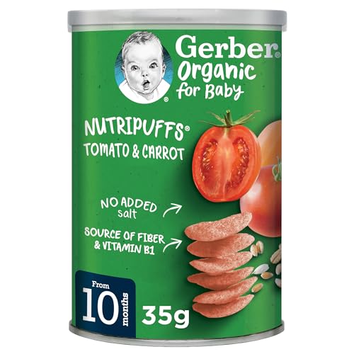 Gerber Organic Nutri Puffs Tomato & Carrot for Babies -Tin 35g (10m+)