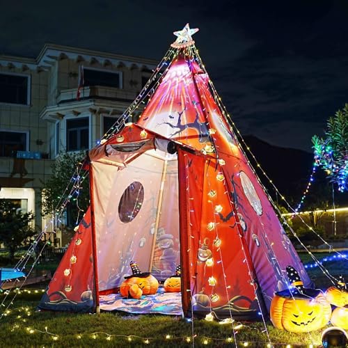 Halloween Teepee Tent - Outdoor Yard Decoration for Halloween Party, Home Lawn, and Family Gatherings (Scarecrow)