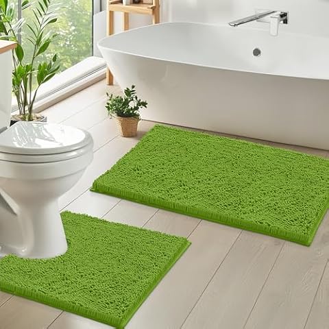 LuxUrux Luxury Chenille Bath Mat Set Cover