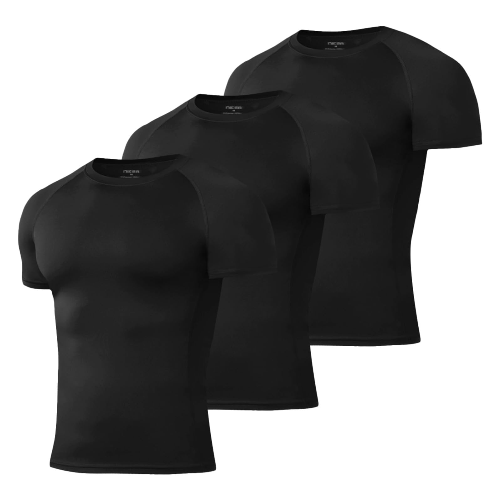 Niksa Camisetas de compresión para hombre, camisetas de compresión para hombre, manga corta, atlética, de secado rápido, camiseta interior base