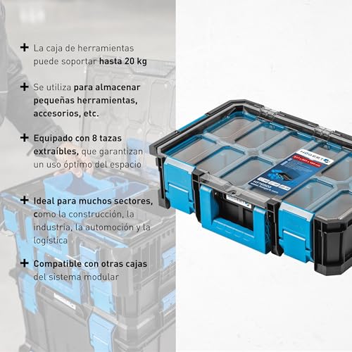 Miniatura 3 de Högert Technik - Organizer Con Tapa De Policarbonato Y Compartimentos Ht7g503, Caja De Herramientas, Carga Hasta 20 Kg, Resistente A Daños, Prueba Polvo, Cierres Robustos Abs, Construcción Modular