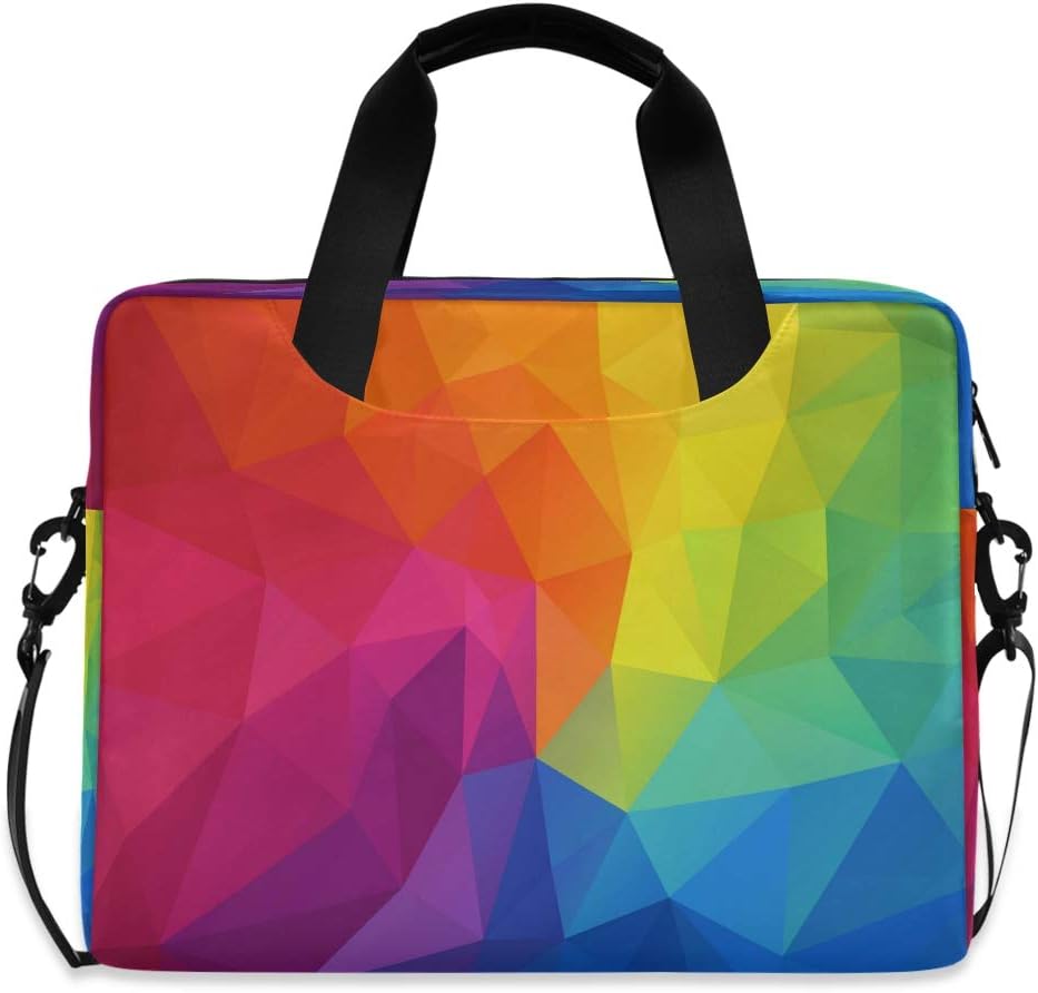 Laptop Bag Geometric Rainbow Triangle Laptop Sleeves Case for 13 14 15.6 Inch Computer Tablet Briefcases Carrying Case Shoulder Bag for Work