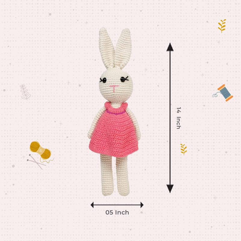 Image of LITTLE GINNIE Bunny Crochet Toy for Babies | Handmade & Washable Crochet Doll for Girls & Boys | Ideal for Birthday & Return Gift for 6+ Months