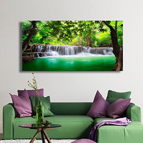 Image of Wall Art Waterfall Tree Landscape Picture Canvas Wall Art Print Paintings Modern Artwork for Living Room Wall Decor and Home Decor Framed Ready to Hang,2cm Thick Frame, Waterproof Artwork.