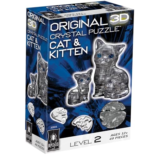 BePuzzled Cat & Kitten Original 3D Crystal Puzzle, 49-Piece Brain Teaser - image 2
