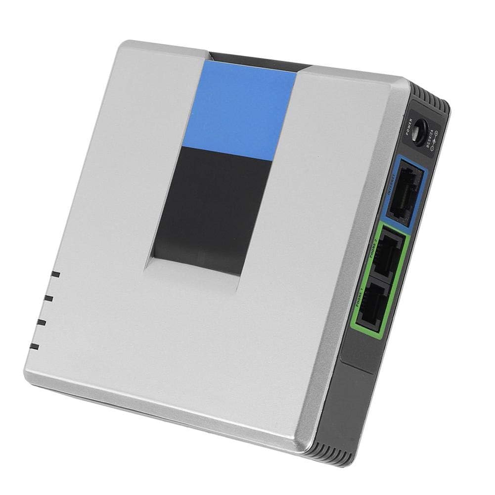 Passerelle VoIP, routeurs réseau, Adaptateur 2 Ports Câble SIP RJ45 pour téléphone Internet PAP2T, Adaptateur téléphonique avec 2 Ports pour Voix sur IP(Argent)