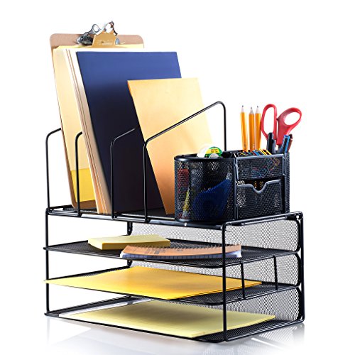 Desk Organizer Set All in Adjustable Desktop Organizer, Comes with Removable Extra Supply Organizer Caddy