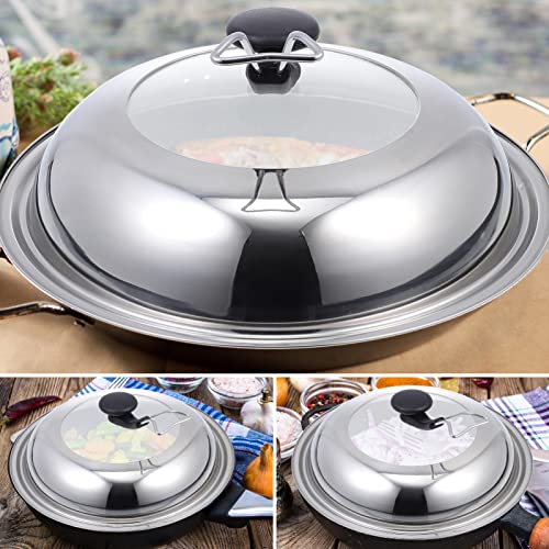 Luxshiny 32cm Visible Cooking Pot Cover Stainless Steel Universal Pot Lid Cover Cookware Lids Replacement Lid with Handle for Pots Pans Fry Pan Skillet - Image 4
