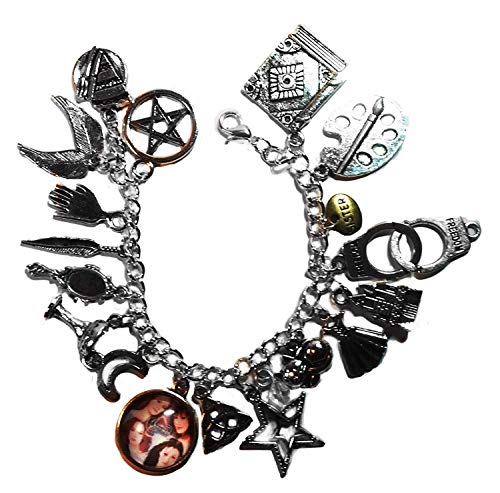 Charmed TV Show 18 Themed Charms Silvertone Metal Charm Bracelet