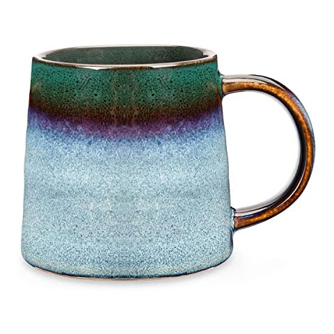 SECELES 400 ml große Keramik Kaffeetassen Becher, handgemachte Keramik große Teetasse für Büro und Zuhause Cover