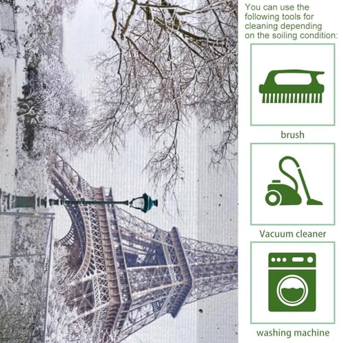 Tapete de cocina de 2 piezas VAPOKF con diseño de Torre Eiffel y nieve antideslizante 5