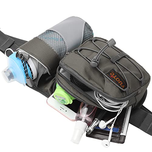 Yuoto Waist Pack With Water Bottle Holder For Running Walking Hiking Runners Hydration Belt (Grey) #TOP2