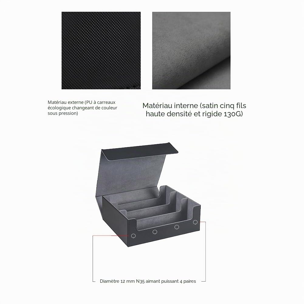 CASLE 1 boîte de rangement magnétique pour cartes à collectionner avec plus de 1800 cartes Noir + Gris