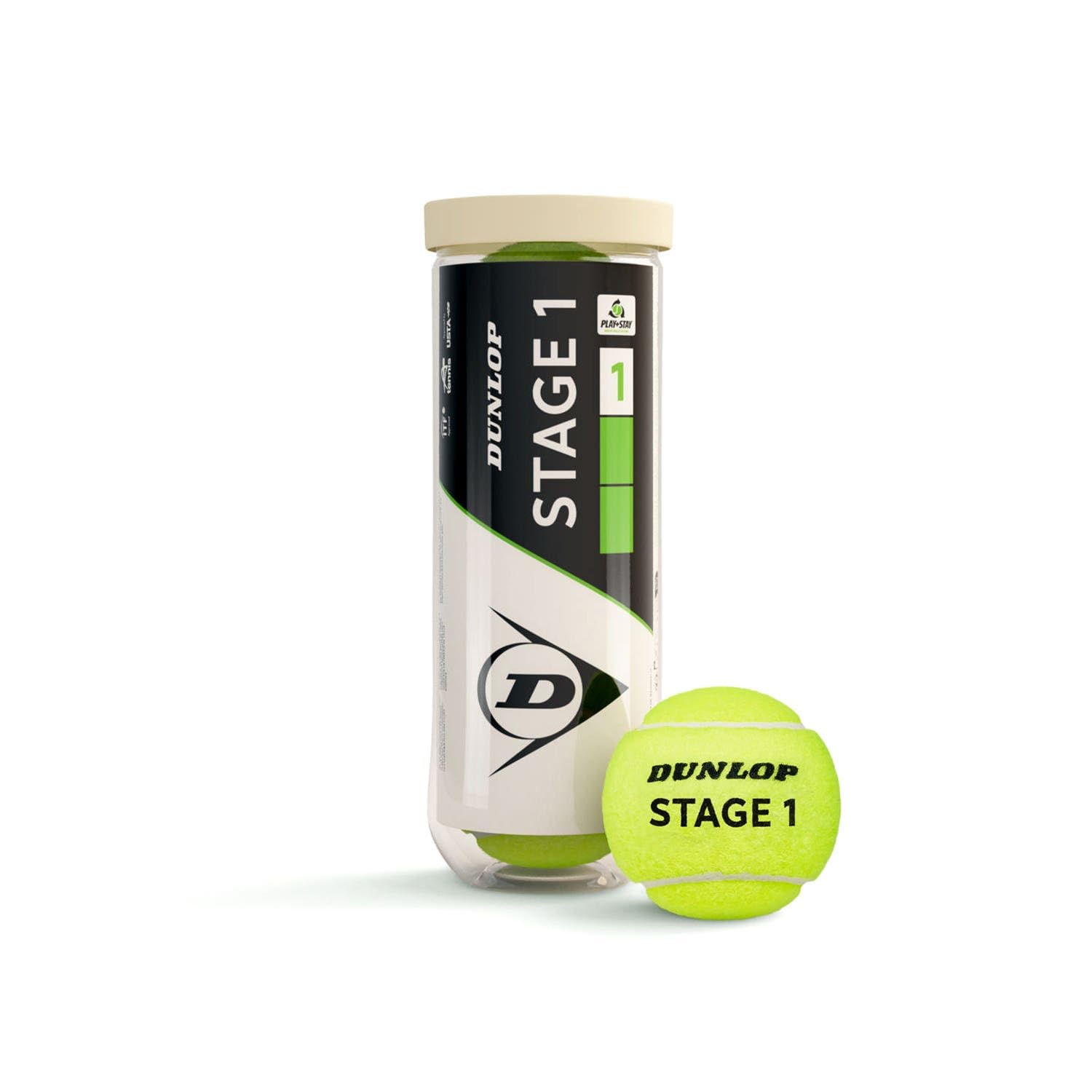 Dunlop Pelota de Tenis Stage 1 Verde 3 Unidades para Niños Principiantes