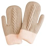Guantes de Mitón para mujer, guantes táctiles, para mujer, manoplas de invierno, doble capa, cálidos, de punto suave, térmico y cortavientos para clima frío 2026
