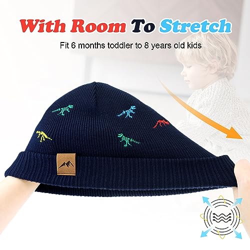 Image of XIAOHAWANG Knit Toddler Beanies Girls Boys Cute Kids Winter Hat Infant Dinosaur Baby Beanie Hats
