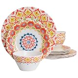 Laurie Gates California Designs Tamayo 12 Piece Melamine Dinnerware Set in Multi-Color - 12 Piece
