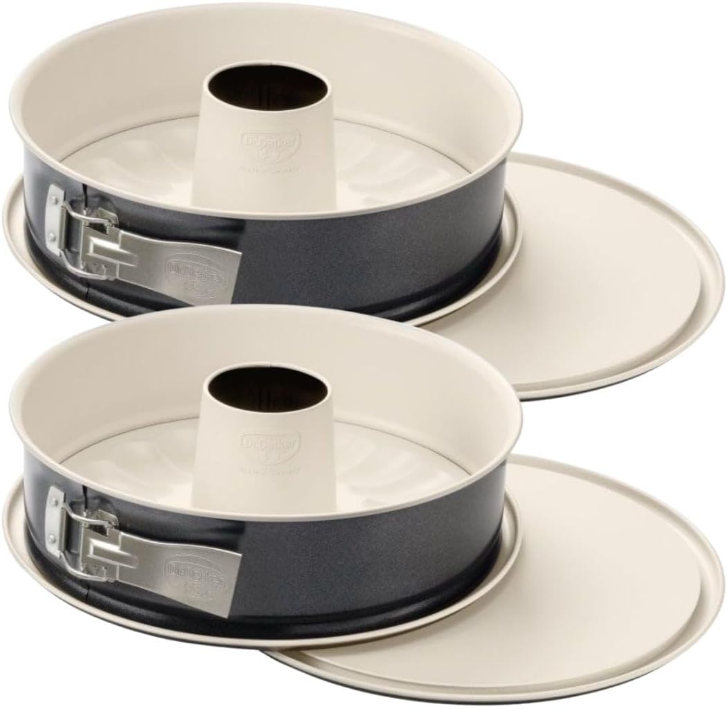 Dr. Oetker 9330850 Springform Cake Tin Round Shape Savar Tin Round Shape Stainless Steel Ceramic Cream Anthracite 28 cm x 7.5 cm Set of 2