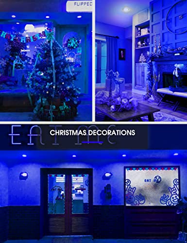 Image of L LOHAS LED Christmas Blue Flood Light Bulbs, Colored Can Light Bulbs E26 | Christmas LED BR30 Pure Blue Flood Light Indoor 65W Equivalent, 11 Watt Light Bulbs E26, Holiday Party Decoration, 2 Pack