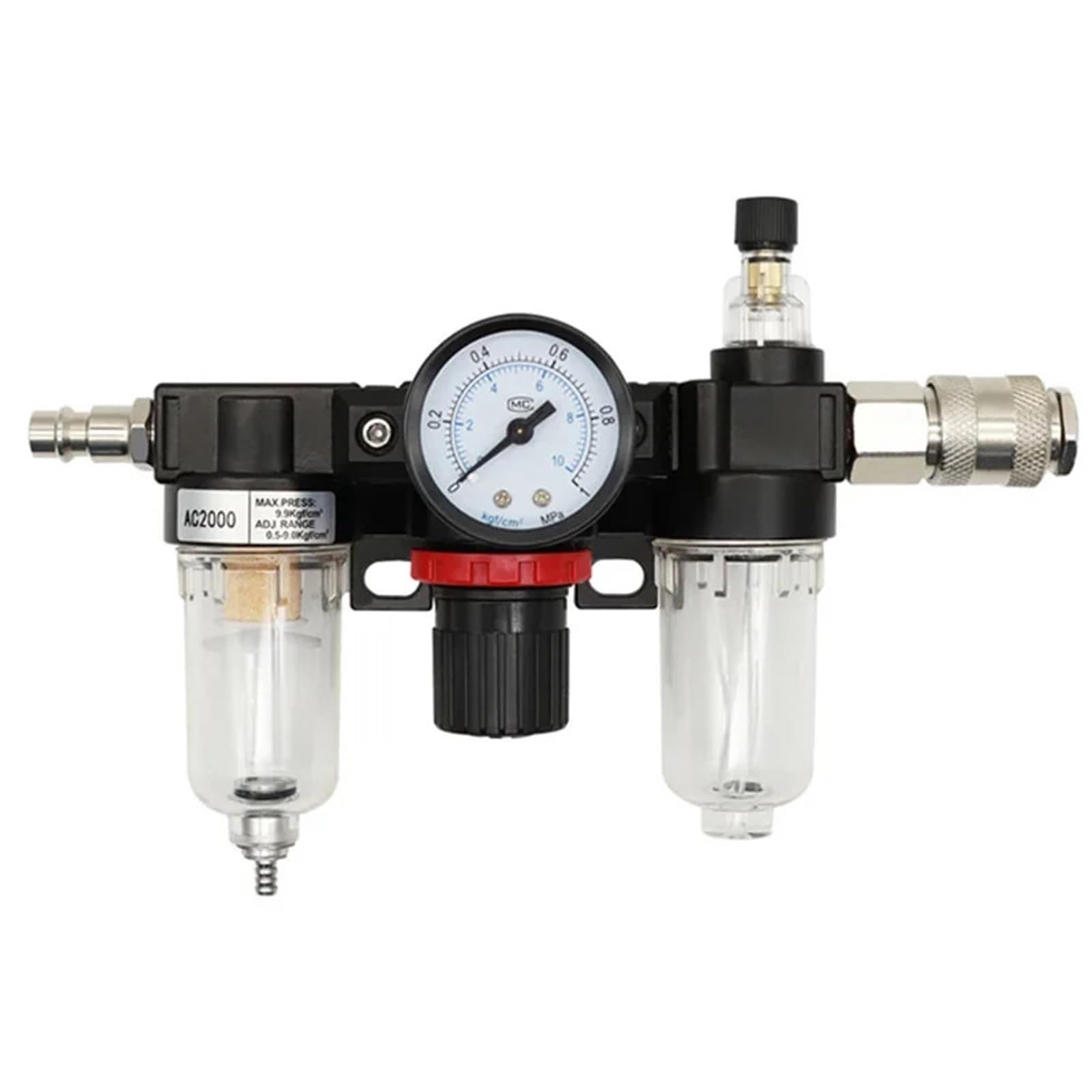 1 szt. AC2000 manometr 1/4" kompresor powietrza filtr oleju, separator wilgoci do filtrowania wody (AC2000-PC6-02)