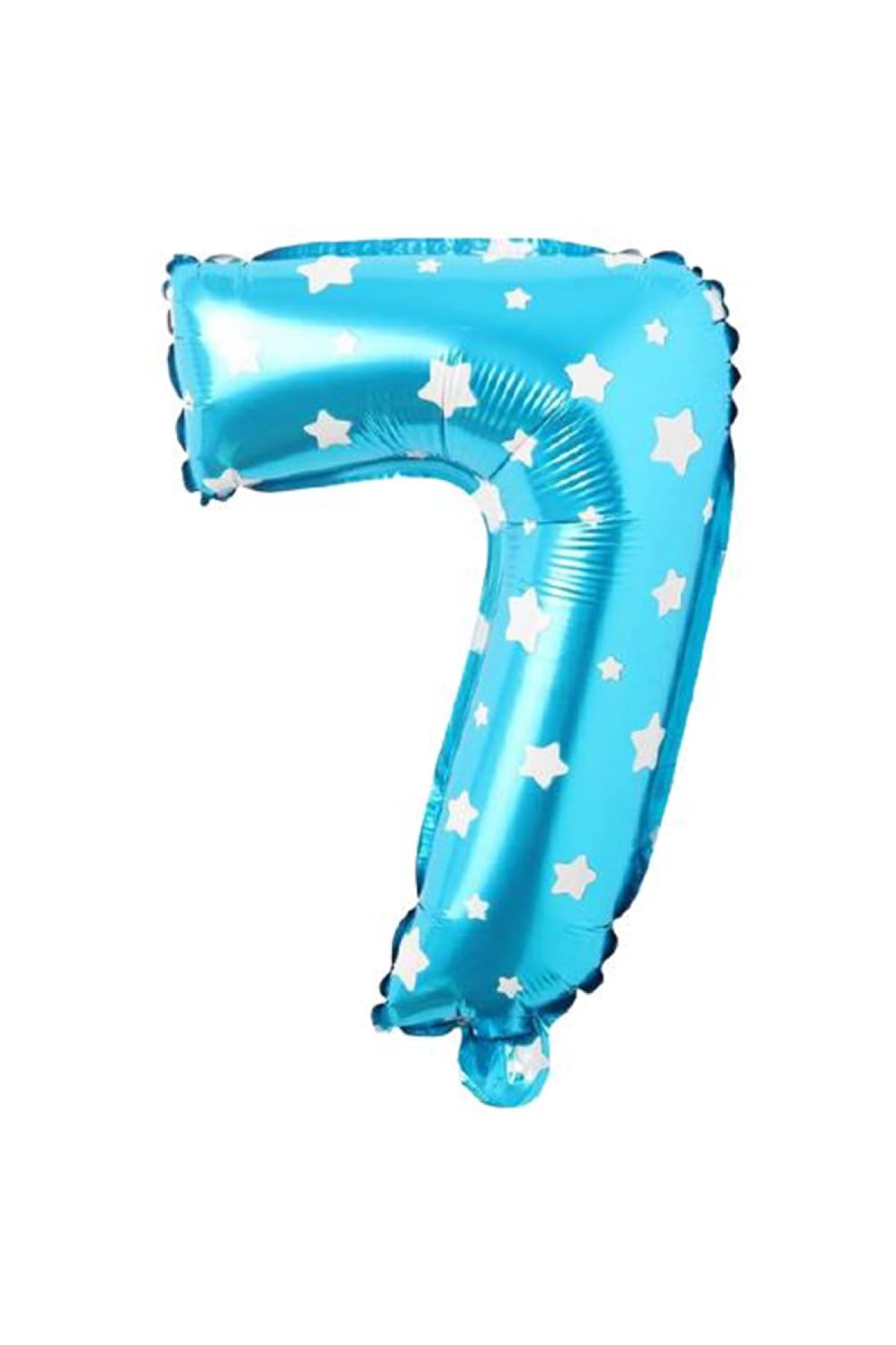PARTİ VİTRİNİ 7 Rakamlı 16 İnç Mavi Yıldızlı Folyo Balon 36 CM (Mavi)
