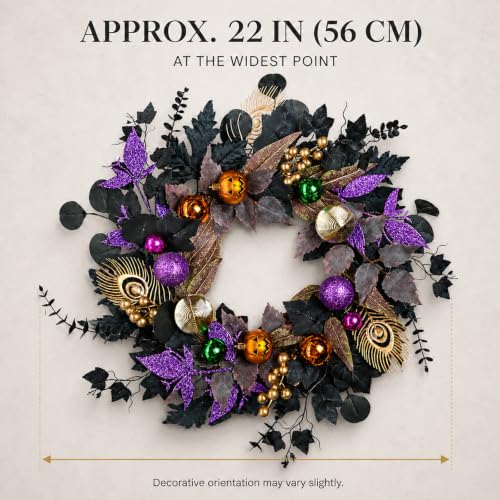 22-Inch Black and Purple Halloween Wreath - image 3