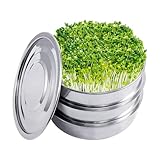 TWSOUL Keimschalen für Sprossen, 3-Tier Stackable Sprossen Anzuchtset, Edelstahl Germination Trays mit Metall Verschlüsseltem Netz, für Sojabohnen, Mungbohnen, Erbsen