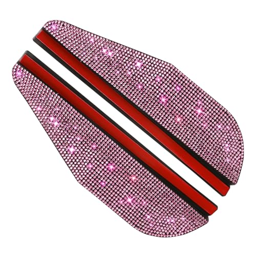 UHANBUT 2PCS Bling Car Side Mirror Rain Visor Guard, Rhinestones Automotive Rear View Mirror Rain Eyebrows, PVC Rainproof Vehicle Side Mirrors Smoke Shade Cover for Car, Truck, SUV (Pink)