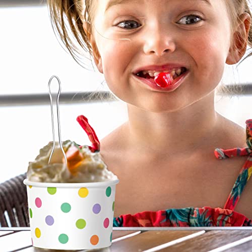 Image of Boao 100 Set 5 oz Ice Cream Cups with Spoons Disposable Paper Sundae Dessert Bowls Summer Party Supplies (Novel Style)