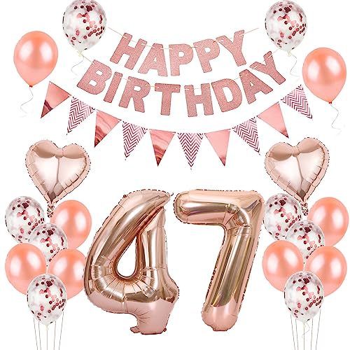 Palloncini RoseGold 47 Anni Decorazione Compleanno Donna - Foil Deco